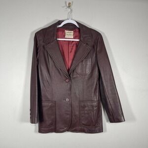 Vintage 70s New England Sportswear‎ Blackberry Leather Blazer Jacket